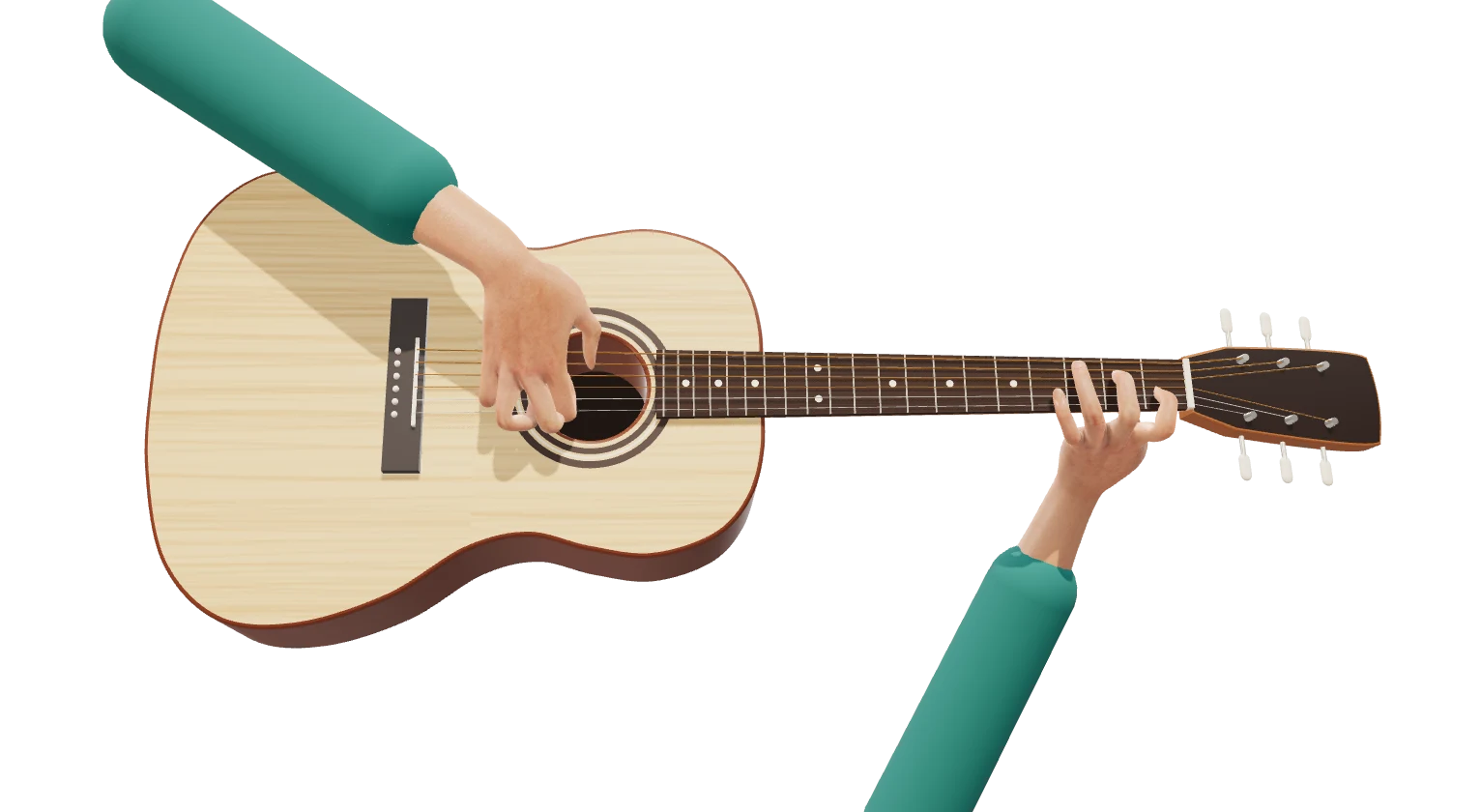 Đôi tay 3D chơi đàn guitar acoustic